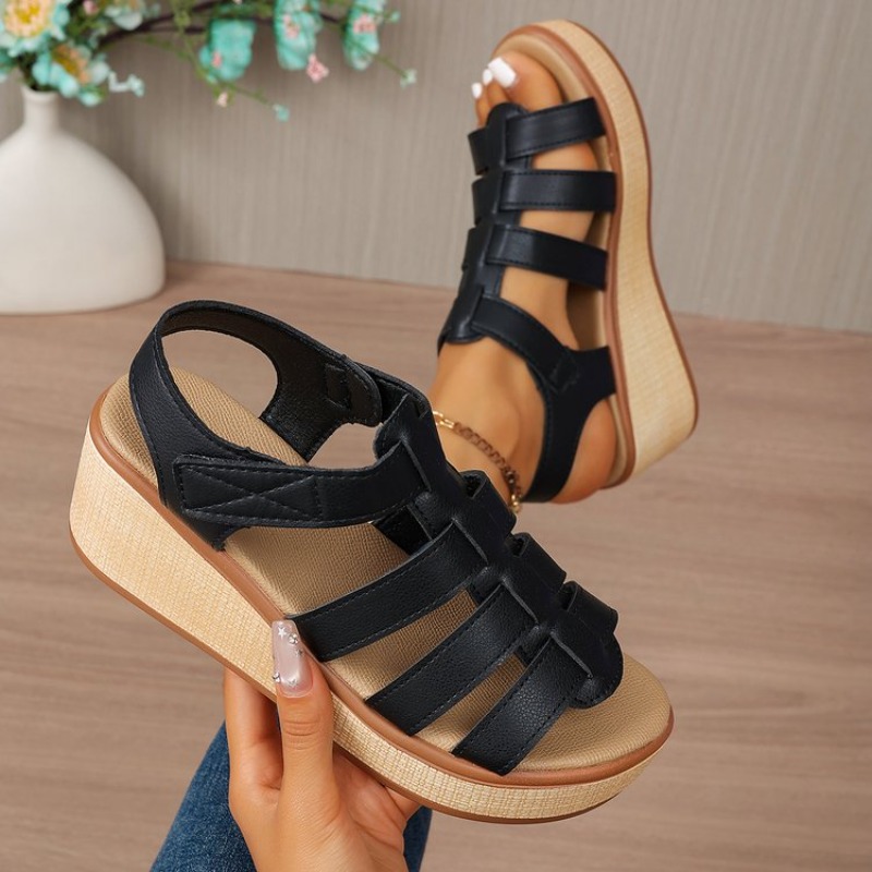 Strappy Heeled Sandals - Women's Gladiator Sandals Open Toe Wedge