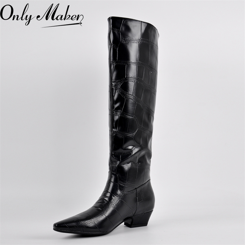 Western Cowgirl Boot - Onlymaker Women Black Pointed Toe Faux