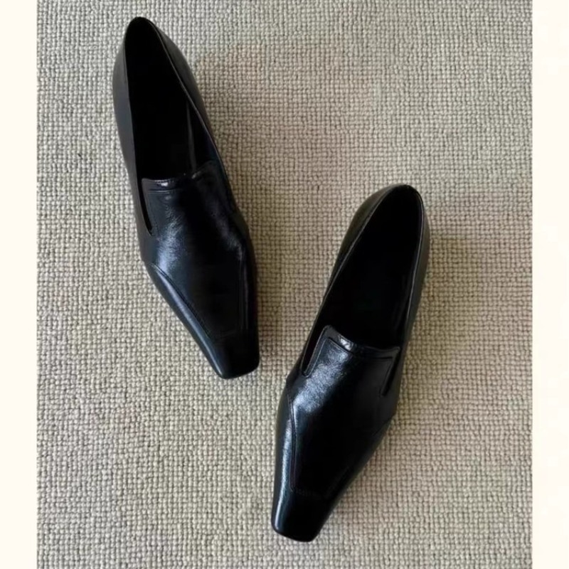 Women Shoes Heels - Retro Square Toe Deep Mouth Slip-on