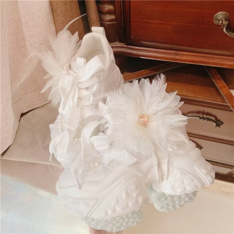 White floral lace rhinestone t - огляд і ціна Women'S Shoes Hands Free