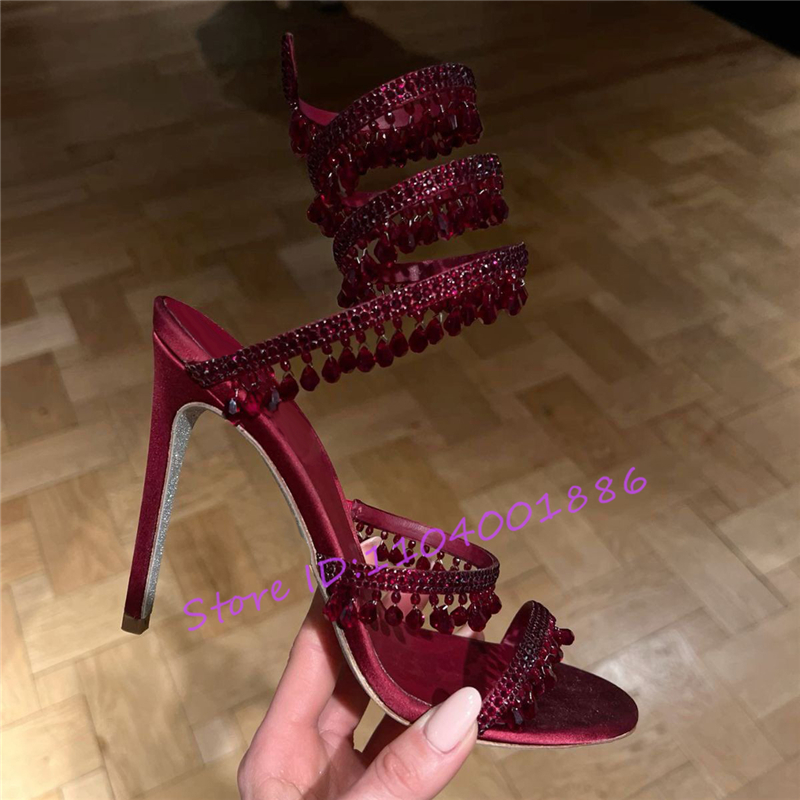 Rhinestone Snake Shape Ankle S - огляд і ціна Strappy Heeled Sandals