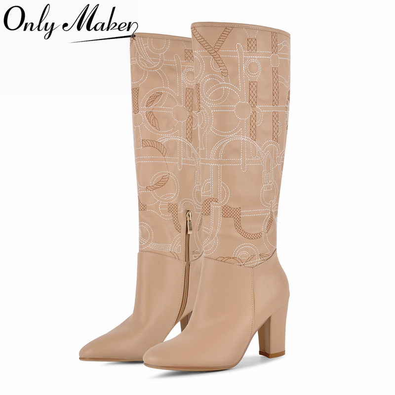 Onlymaker Apricot Embroidery K - огляд і ціна Block Heel Ankle Boots