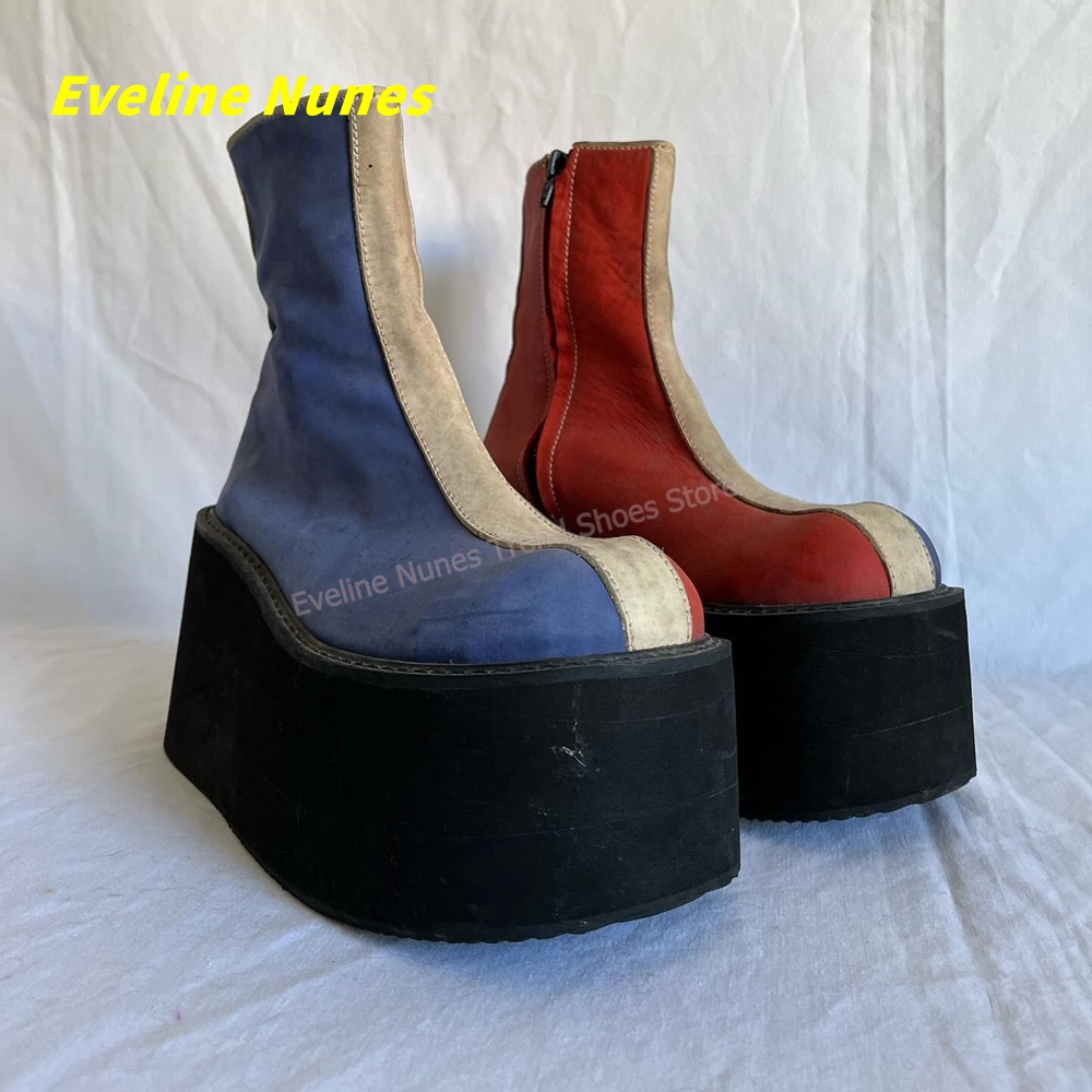 Y2K Red Blue Platform Ankle Bo - огляд і ціна Block Heel Ankle Boots