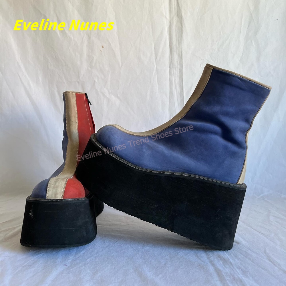 Y2K Red Blue Platform Ankle Bo - огляд і ціна Block Heel Ankle Boots