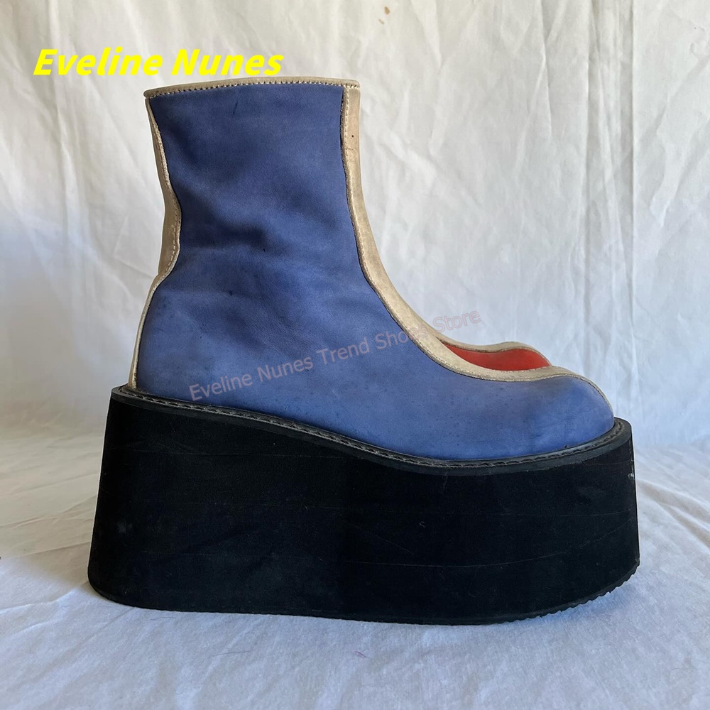 Y2K Red Blue Platform Ankle Bo - огляд і ціна Block Heel Ankle Boots