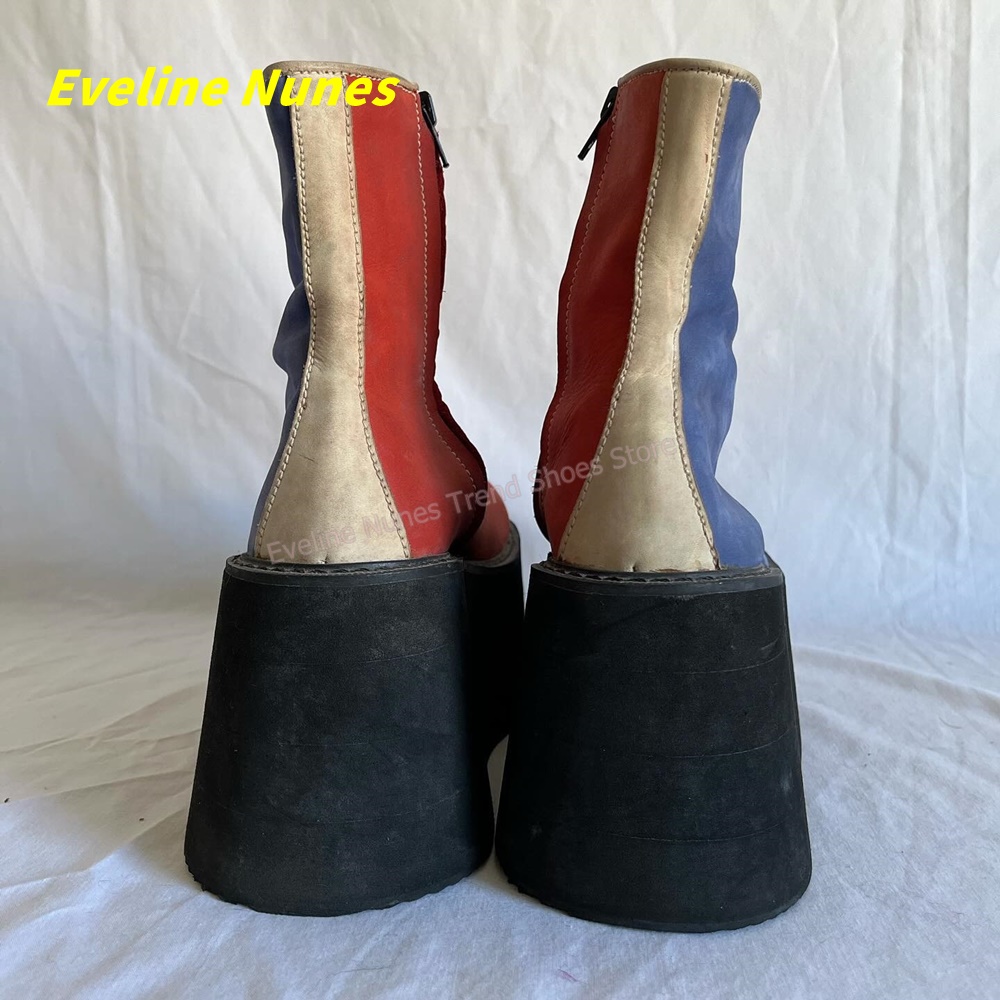Y2K Red Blue Platform Ankle Bo - огляд і ціна Block Heel Ankle Boots