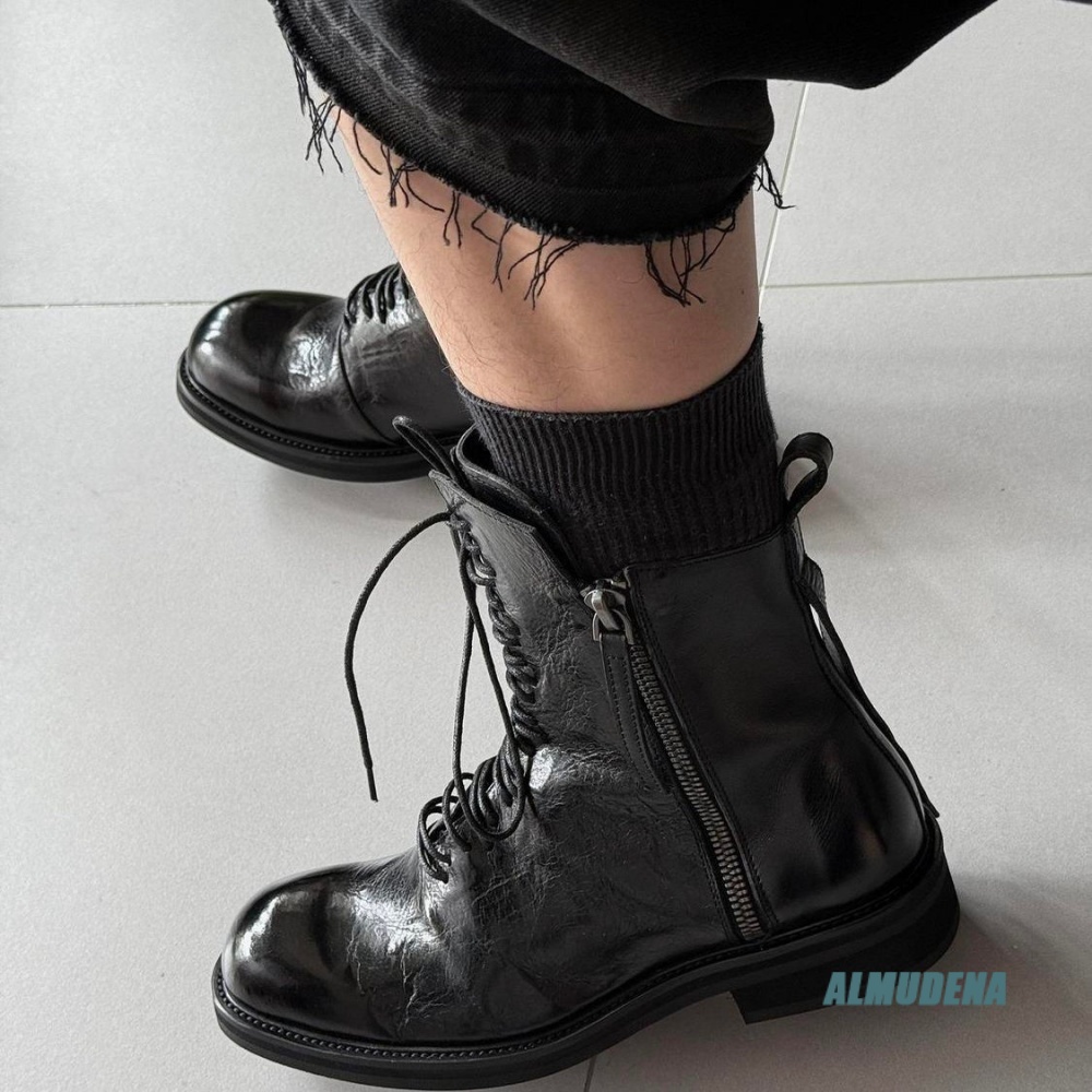 Solid Black Street Style Men H - огляд і ціна Block Heel Ankle Boots