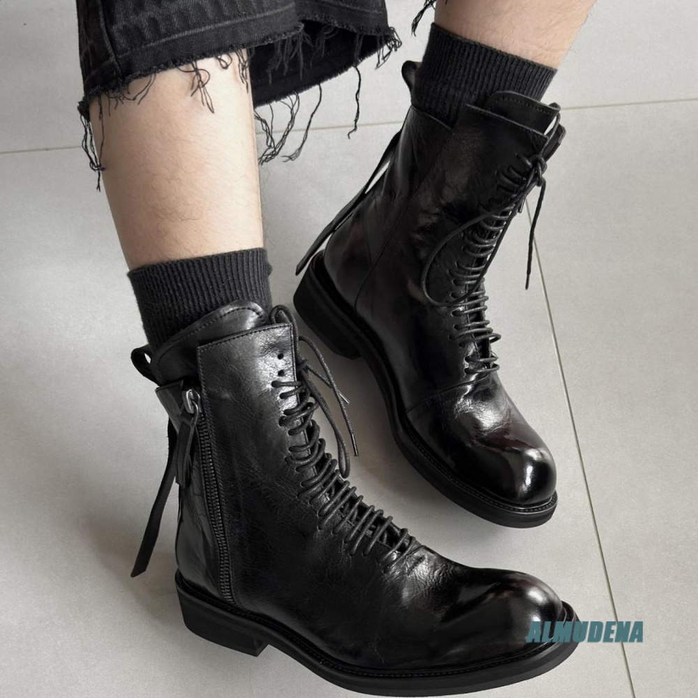 Solid Black Street Style Men H - огляд і ціна Block Heel Ankle Boots