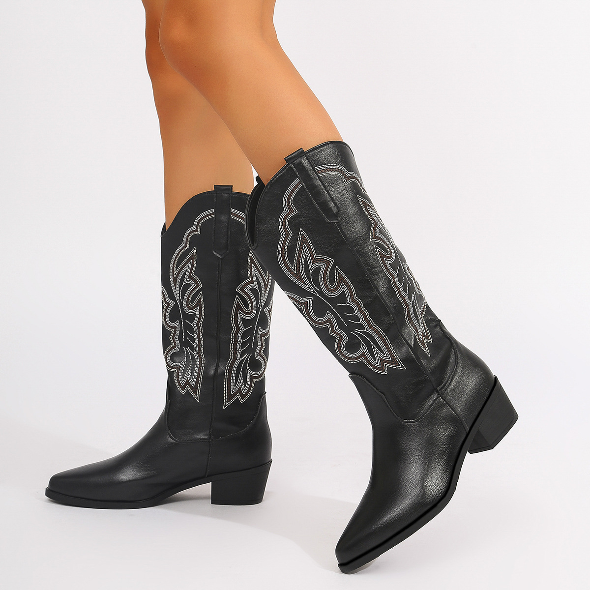 Plus Size 43 Block Heels Mid-c - огляд і ціна Western Cowgirl Boot