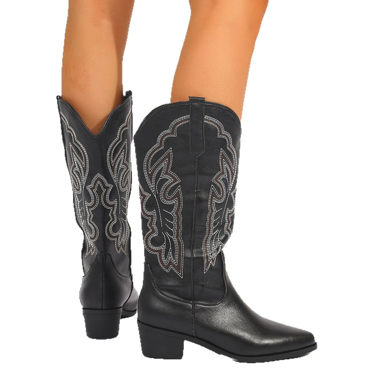 Plus Size 43 Block Heels Mid-c - огляд і ціна Western Cowgirl Boot