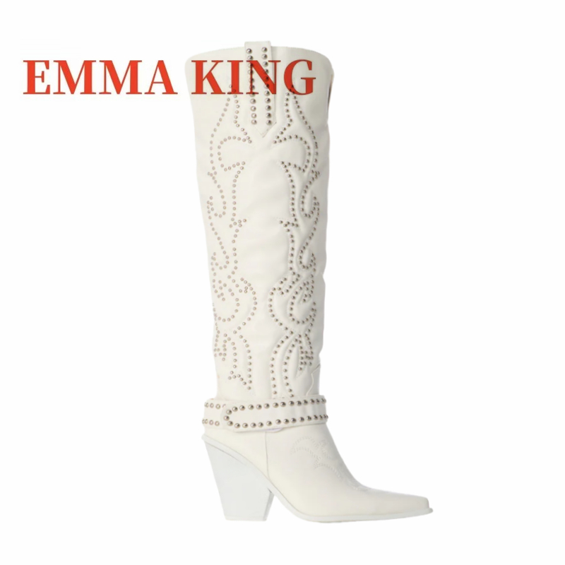 Rivet Embellished Knee High Bo - огляд і ціна Western Cowgirl Boot